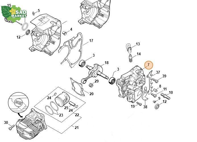 Половина картера бензопилы STIHL MS 201 TC 11450202902 фото