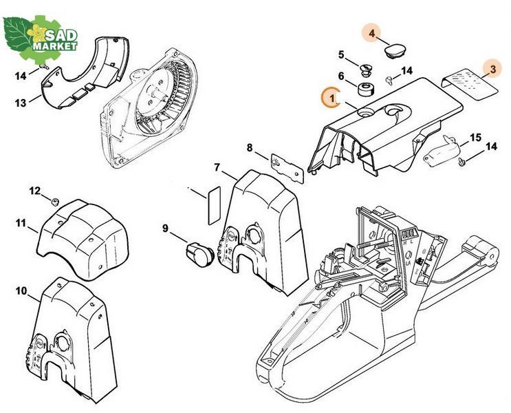 Верхняя крышка двигателя бензопилы STIHL MS 260 11210801605 фото