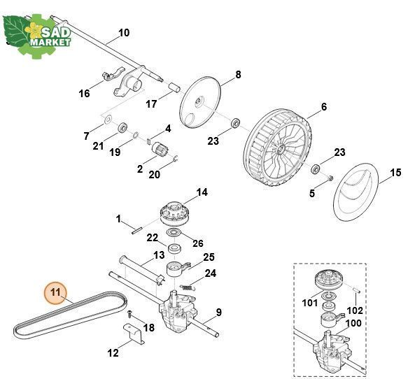 Ремень приводной газонокосилки STIHL RM/RME 545 VS 63407042101 фото