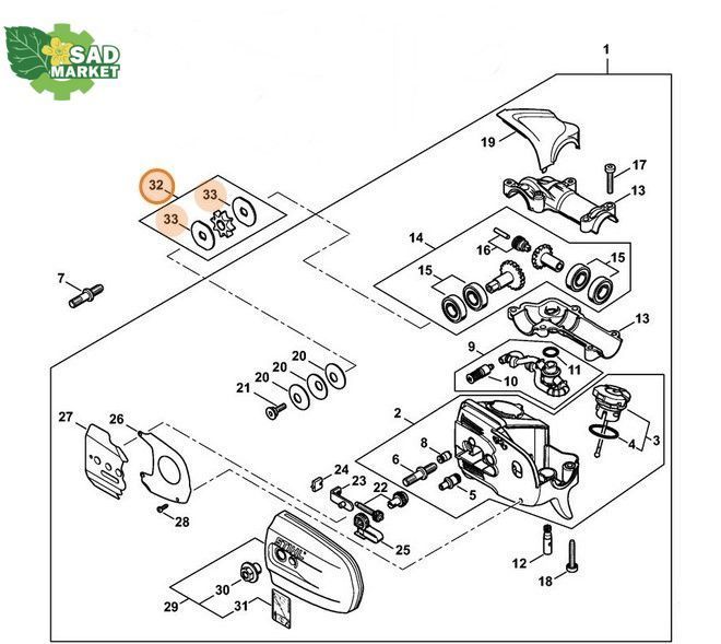 Звездочка ведущая (шаг 1/4", 8 зв) высотореза STIHL HT 75, 130, HT 131, HT 133 00006402001 фото