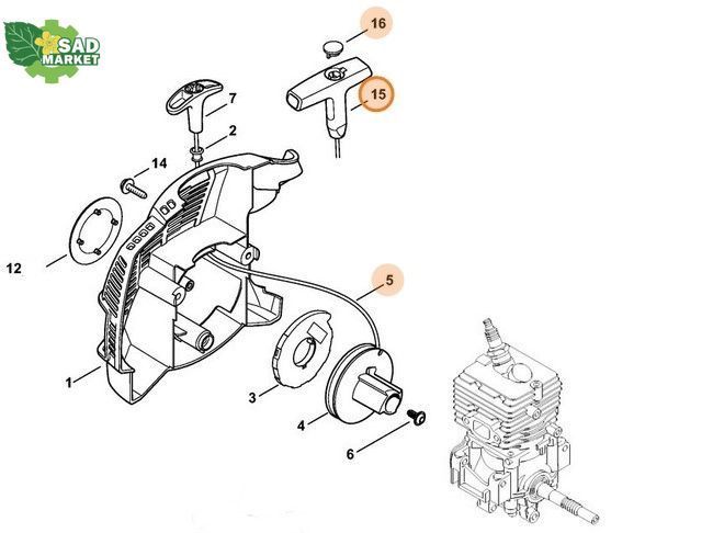 Рукоятка стартера ElastoStart STIHL, D 2,7 мм (00001903403) 00001903403 фото