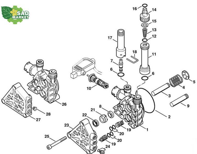 Комплект уплотнений - поршень мойки высокого давления STIHL RE 117, RE 127 PLUS, RE 142 47380071000 фото