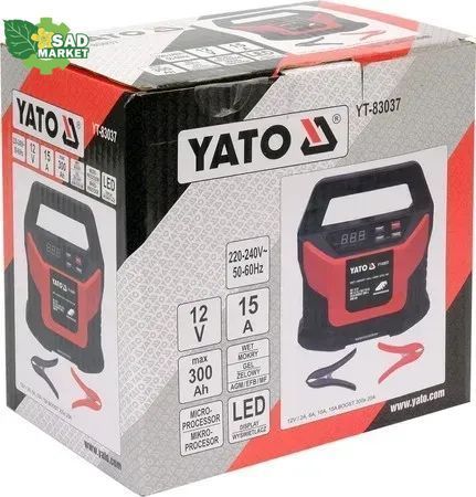Зарядное устройство с LCD дисплеем от сети 230В YATO YT-83037 12V; 2, 6,10,15 А YT-83037 фото