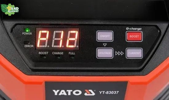 Зарядное устройство с LCD дисплеем от сети 230В YATO YT-83037 12V; 2, 6,10,15 А YT-83037 фото
