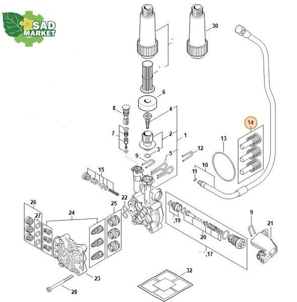 Поршень для мойки высокого давления (комплект) STIHL RE100, RE110, RE110-PLUSRE 120 PLUS 49507607001 фото