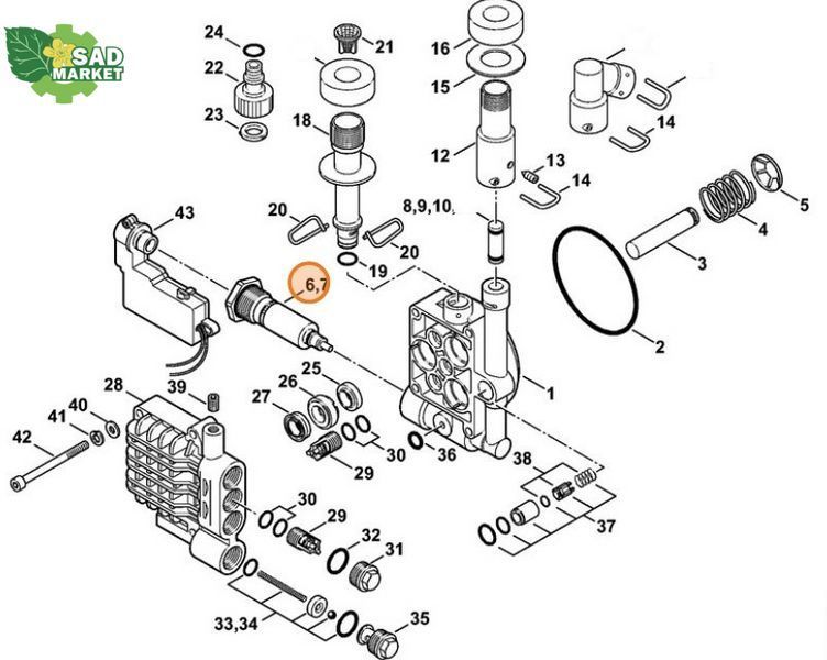 Распределительный поршень минимойки STIHL RE 118, RE 128 47655100302 фото