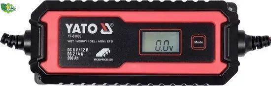 Сетевое зарядное устройство с LCD дисплеем 230В YATO YT-83001, 6V-2А 12V-8А, макс. 200 Ач YT-83001 фото