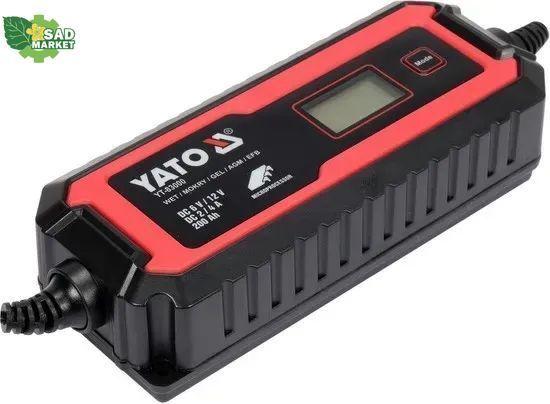 Сетевое зарядное устройство с LCD дисплеем 230В YATO YT-83001, 6V-2А 12V-8А, макс. 200 Ач YT-83001 фото