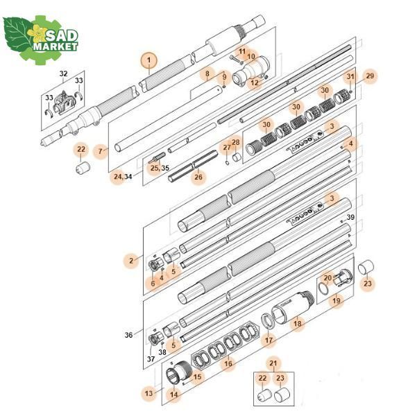 Шток высотореза STIHL HT 135, HT 105 41827107176 фото