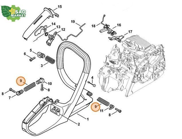 Амортизатор (пружина) бензопили STIHL MS 171, 181, 211 00007913103 фото