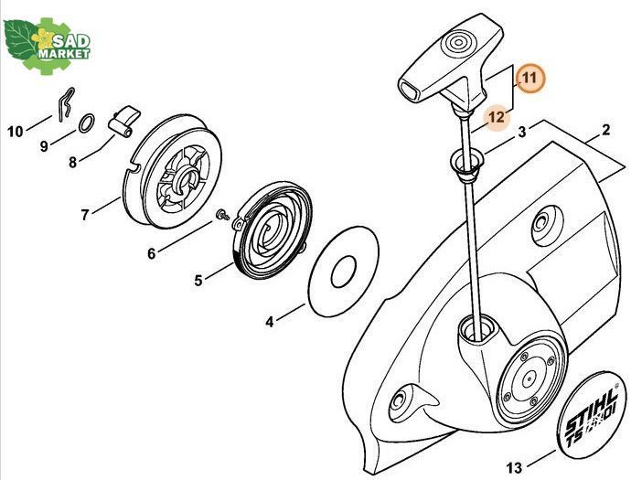 Рукоятка стартера ElastoStart STIHL, D 4,0 мм (00001903417) 00001903417 фото