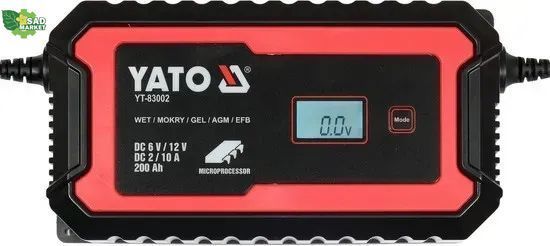 Сетевое зарядное устройство с LCD дисплеем 230В YATO YT-83002 6V-2А 12V-10А YT-83002 фото