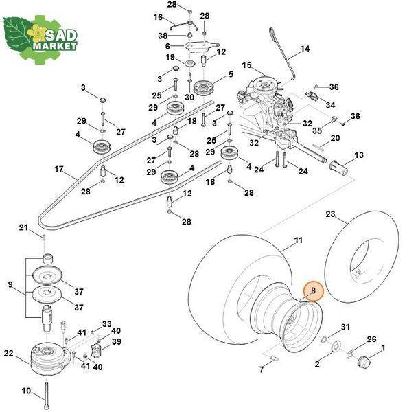 Диск (обід) заднього колеса 8,5-8 тракторів STIHL RT 4097, RT 5097, RT 5112 61707603920 фото