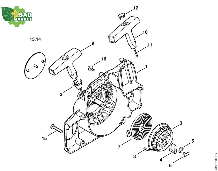 Трос стартера &Oslash; 3 х 800 мм до бензопил STIHL MS 170, MS 170 C, MS 171, MS 171 C, MS 180, MS 180 C 00001958200 фото