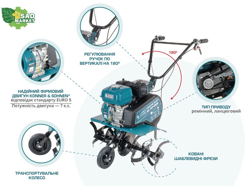 Культиватор бензиновий Konner&Sohnen KS 7HP-850A KS 7HP-850A фото