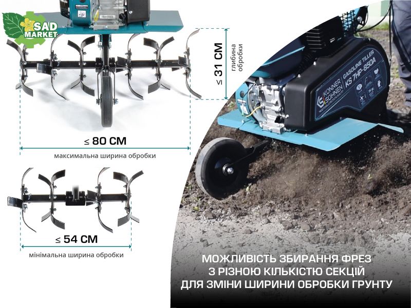 Культиватор бензиновий Konner&Sohnen KS 7HP-850A KS 7HP-850A фото