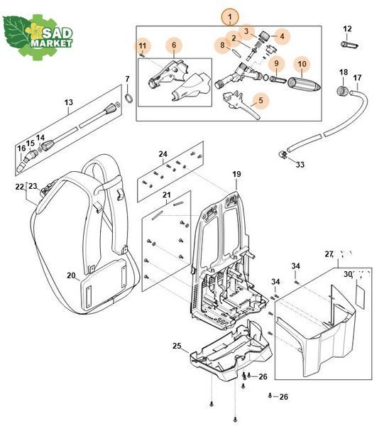 Пистолет-распылитель с манометром к опрыскивателю STIHL SG 71 42555009106 фото