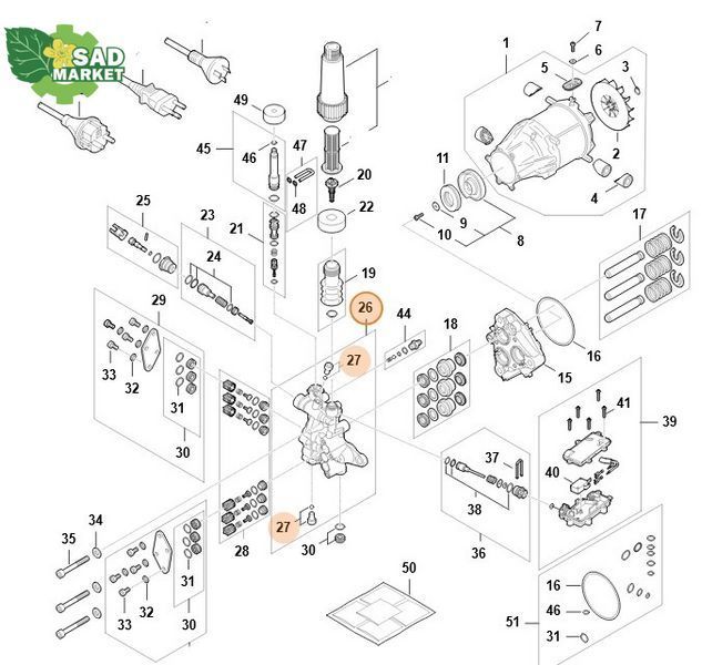 Блок клапанів до мінімийок STIHL RE 150-RE 170 Plus RE017004602 фото