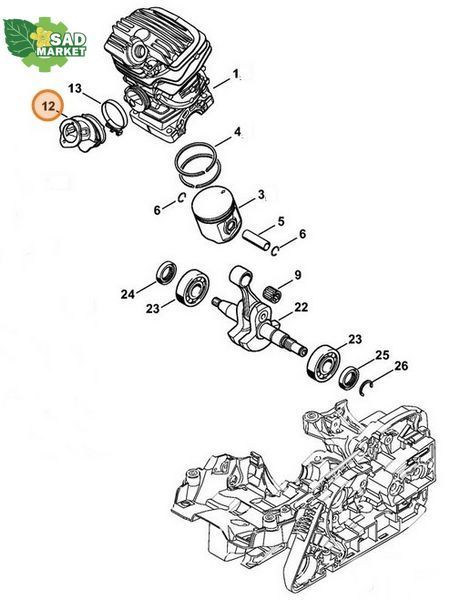 Колено карбюратора бензопилы STIHL MS 271, 291 11411412201 фото