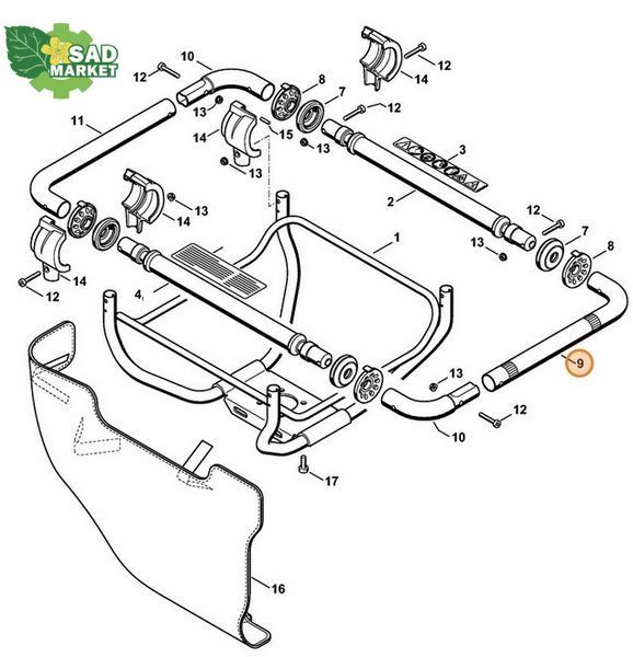 Рукоятка трубчаста до мотобурів Stihl BT 121, BT 130 43137911703 фото