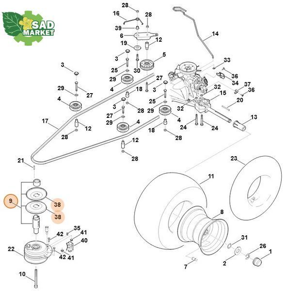 Шкив клиноременной садового трактора STIHL/VIKING 61707002531 фото