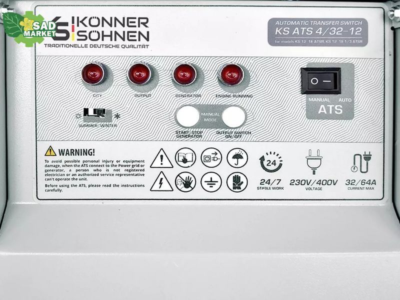 Блок автоматичного введення резерву Konner&Sohnen ATS 63A 4P (для внутрішнього встановлення) KS ATS 63A 4P фото