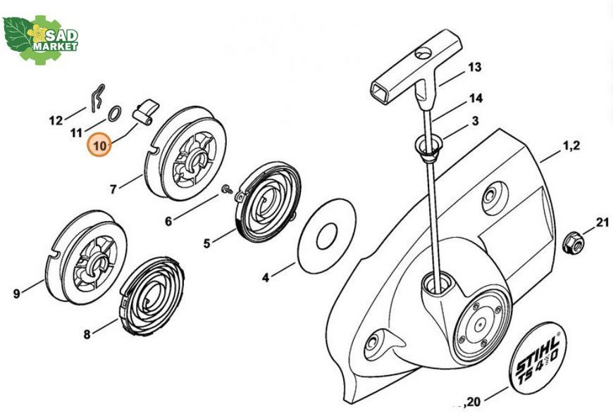 Кулачок стартера мотокоси STIHL FS 120, FS 250, FS 300, FR 450 00001957200 фото