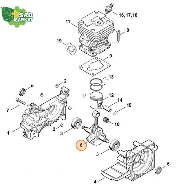Коленчатый вал мотокосы STIHL FS120, FS250, FS300, FS350 41340300406 фото