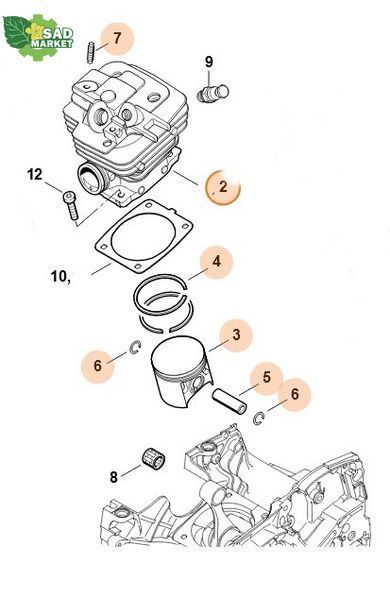 Цилиндр в сборе бензопилы STIHL MS 361 11350201202 фото