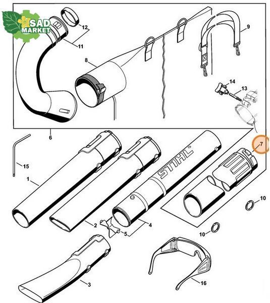 Труба воздуходувная садового пылесоса STIHL SH 55, SH 85 48047083500 фото